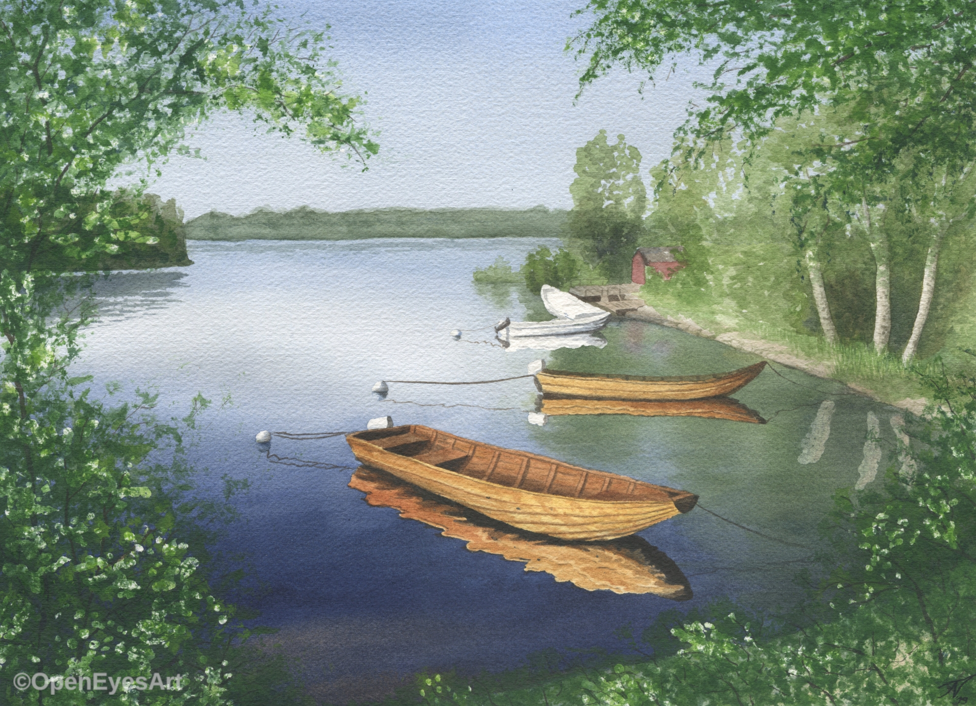 painting of small boats